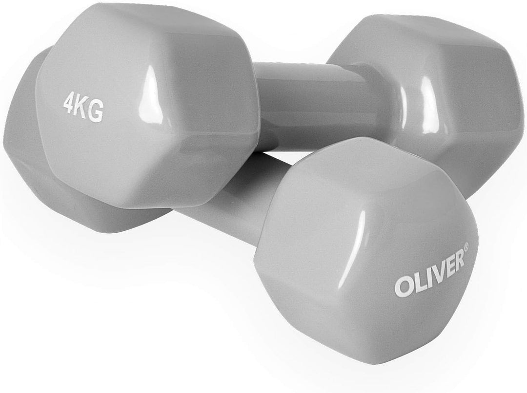 4x OLIVER Vinyl Hantel Aerobic Pilates Kurzhanteln 4 kg, 4 kg