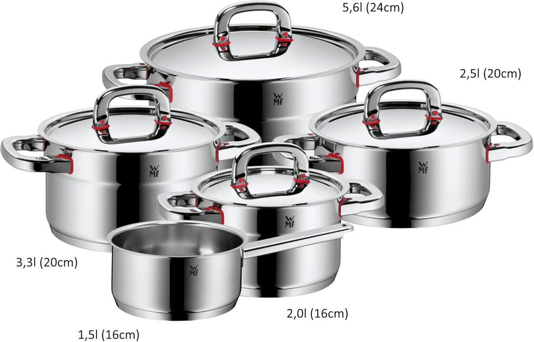 WMF Premium One Topfset Induktion 5-teilig, Kochtopf Set mit Metalldeckel, Cromargan Edelstahl polie