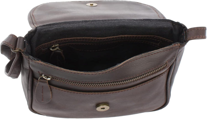 LECONI kleine Umhängetasche Damentasche Schultertasche Festivaltasche Leder 22x18x6cm LE3047 Dunkelb