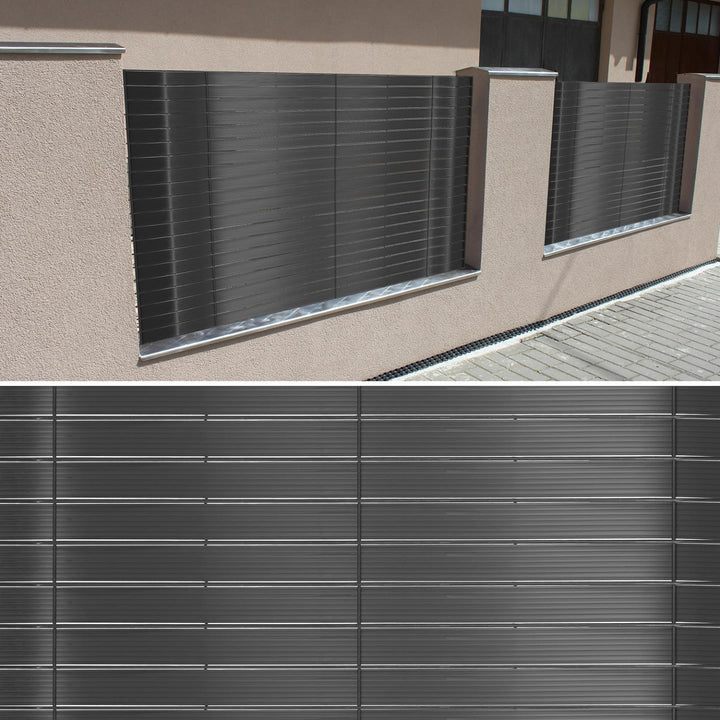 IDMarket - Verdunklungslamellen aus PVC, grau, L.60 m, für Gitterpaneele