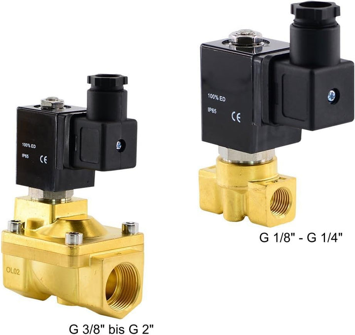 Fittingstore - 2/2 Wege Magnetventile aus Messing Stromlos geschlossen für Druckluft Wasser (G 3/4",