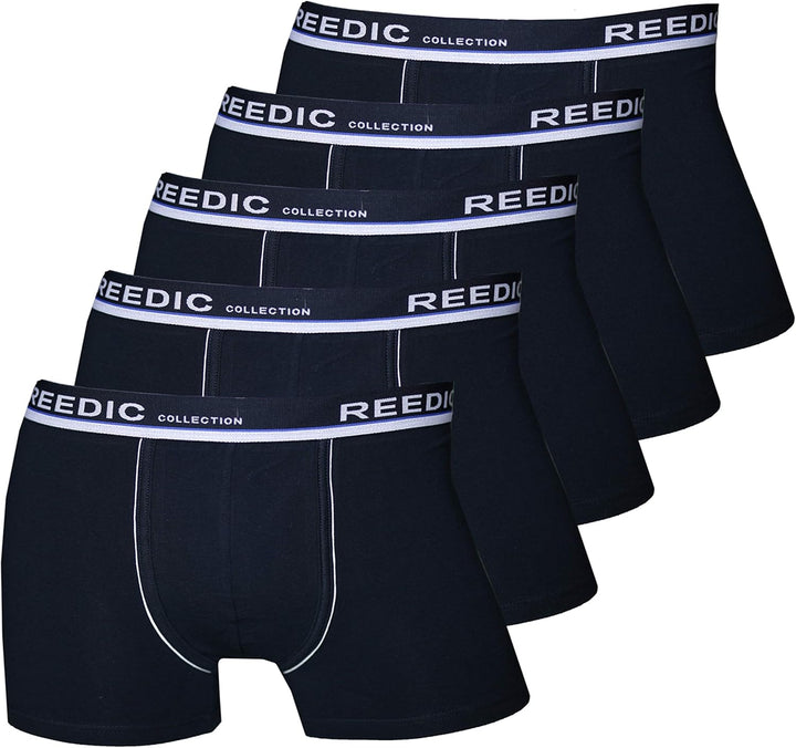 Reedic Herren Boxershorts Baumwolle 5er Pack, Grösse X-Large (XL), Farbe je 5X dunkelblau