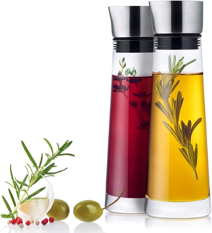 blomus -ALINJO- Essig & Öl Set aus mattem Edelstahl und klarem Glas, vielseitig einsetzbar, präzises