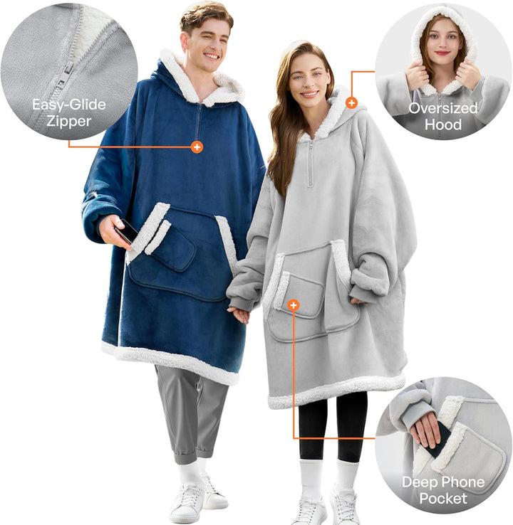 Giggling Getup tragbare Decken Hoodie für Erwachsene Kinder Damen Herren –Übergrösse Flanell Sherpa