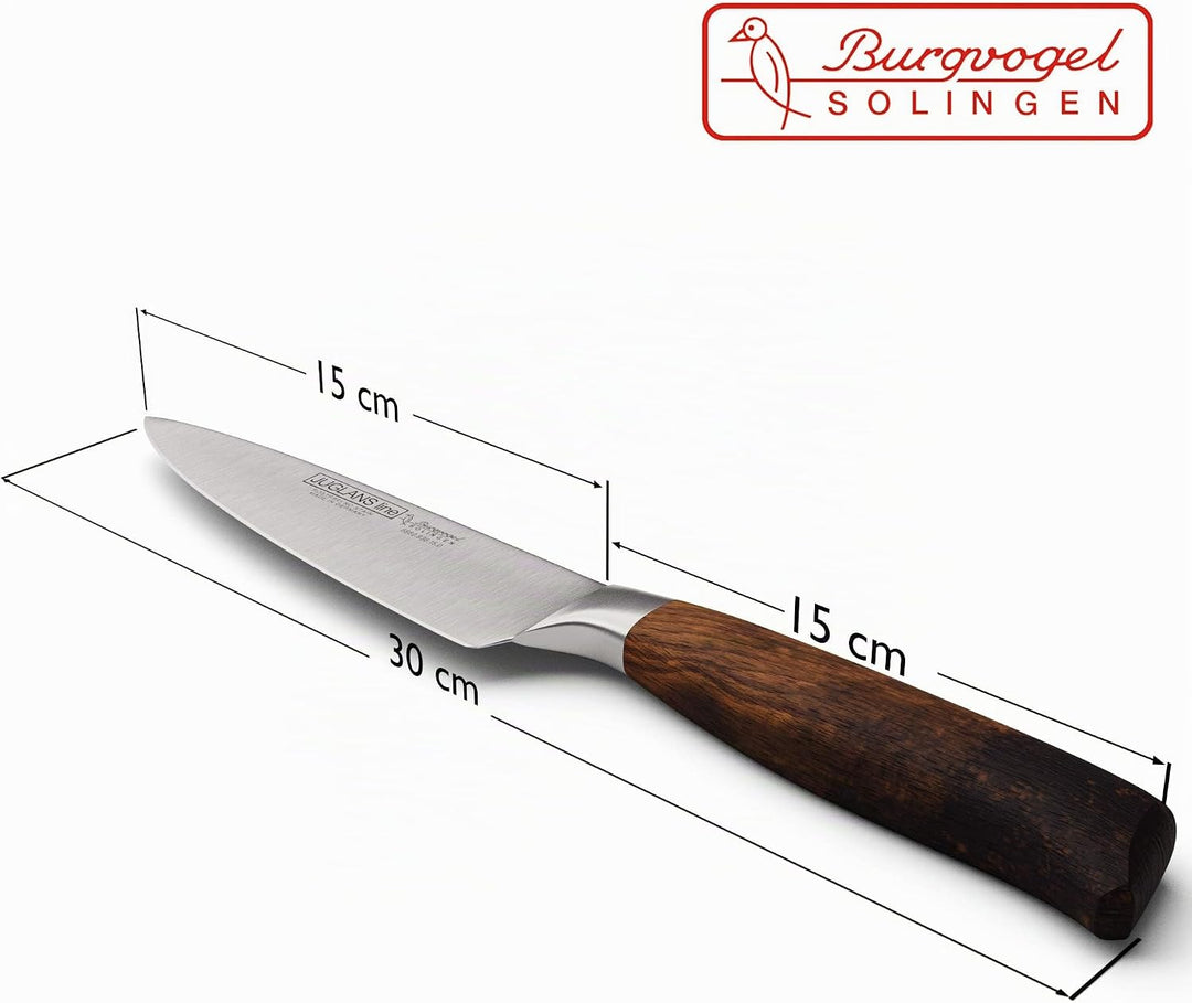 Burgvogel Solingen Juglans Line Kochmesser Walnussholz 15 cm, rostfrei, Küchenmesser scharf geschmie