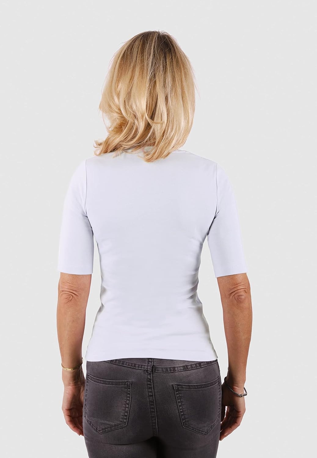 BOVIVA 10102 Damen Basic Rundhals (Round-Neck) Halbarm Kurzarm T-Shirt/Jersey Tshirt Oberteile, Basi