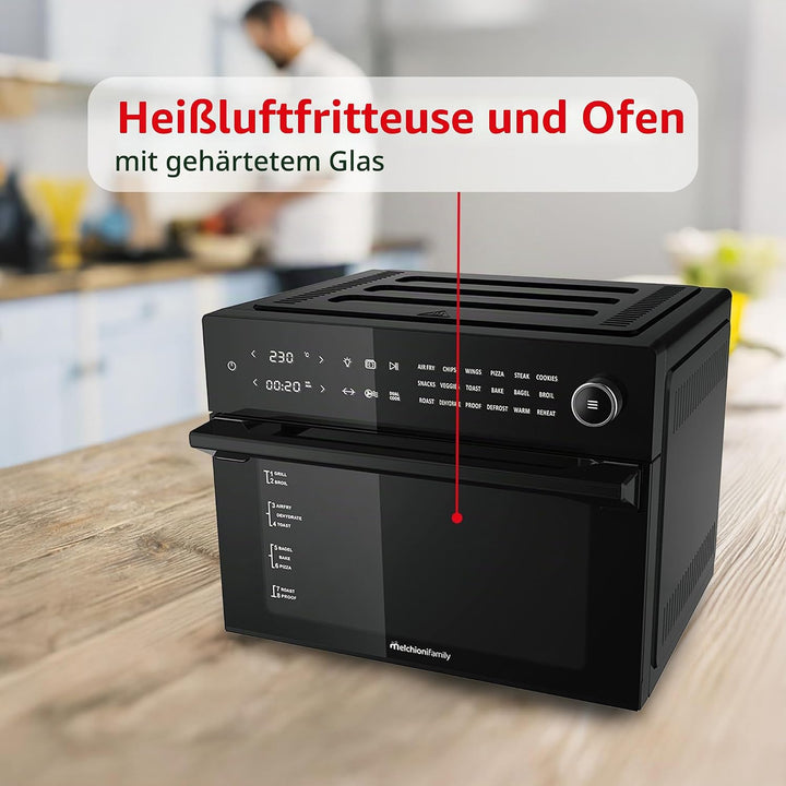 Melchioni Family | Heissluftfritteuse mit 30 Liter Kapazität BENEDETTA, Digitales Display, Dual Cook