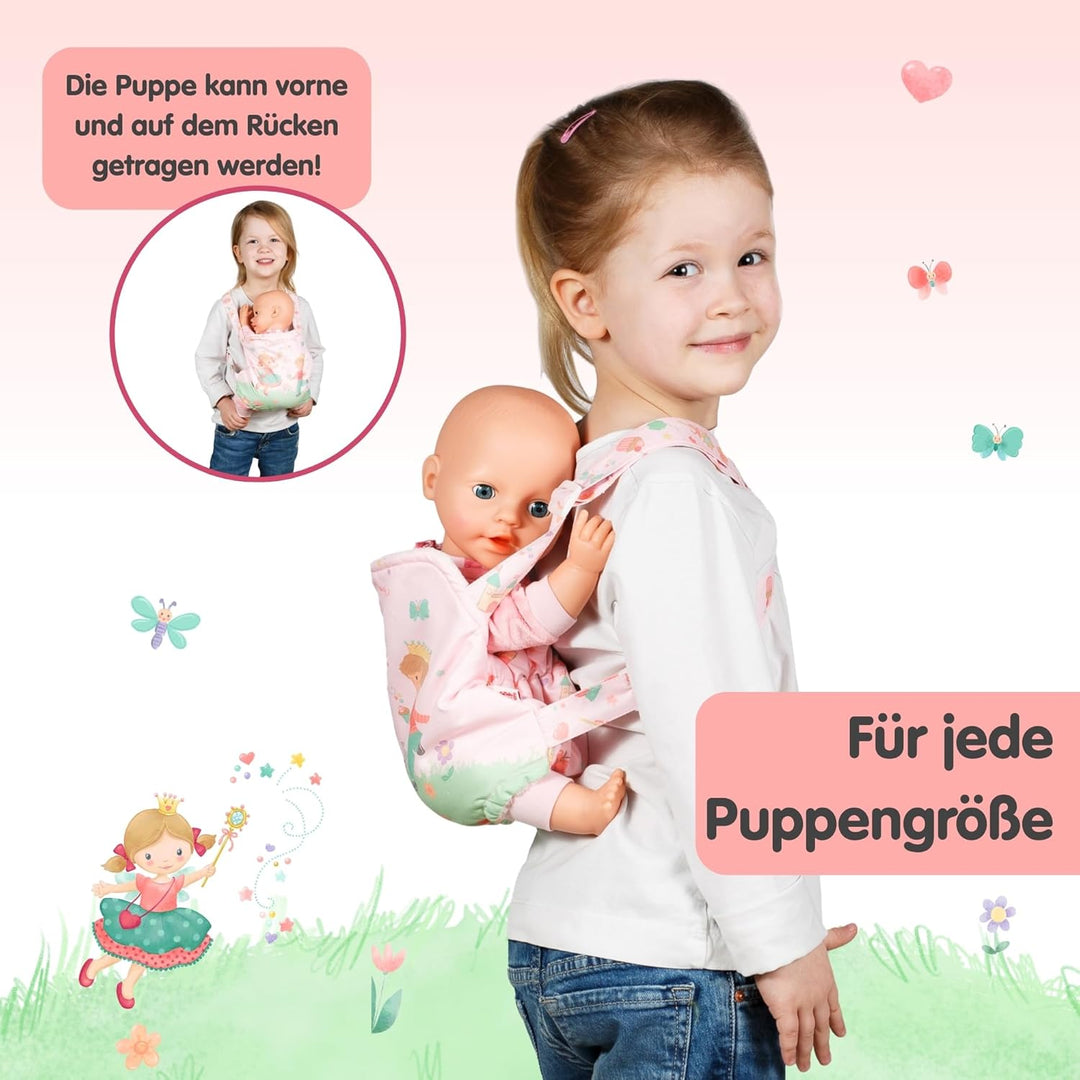 Heless 520 - Puppenzubehör Tragesitz "Prinzessin Emily", in Rosa, für Puppen und Kuscheltiere aller