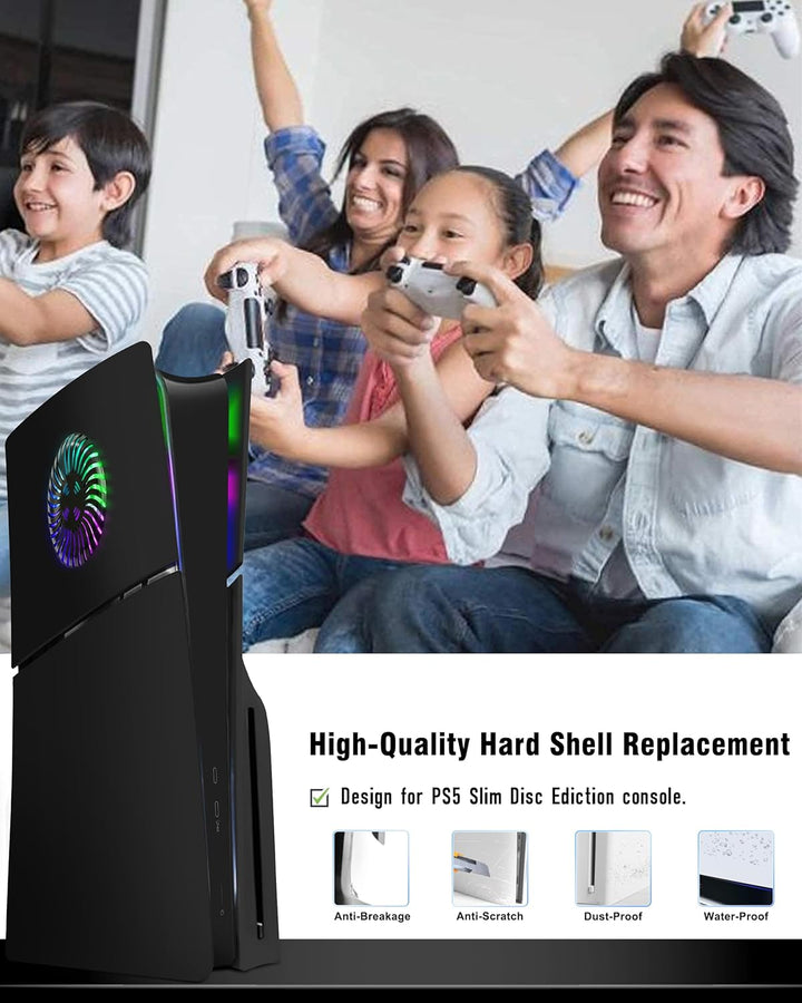 Joso Frontblende für PS5 Slim Disc Edition, Kratzfeste, staubdichte Ersatzhülle mit RGB-Ring, Abdeck