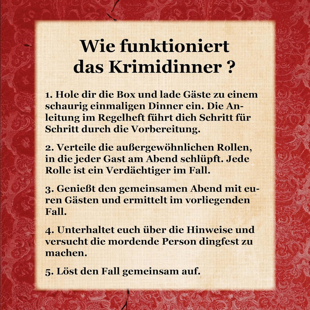 HORRORDINNER - Haunted Hotel - Krimidinner für 1-7 Spieler, Ab 18 Jahren, 3 Stunden Spielzeit, Schwa
