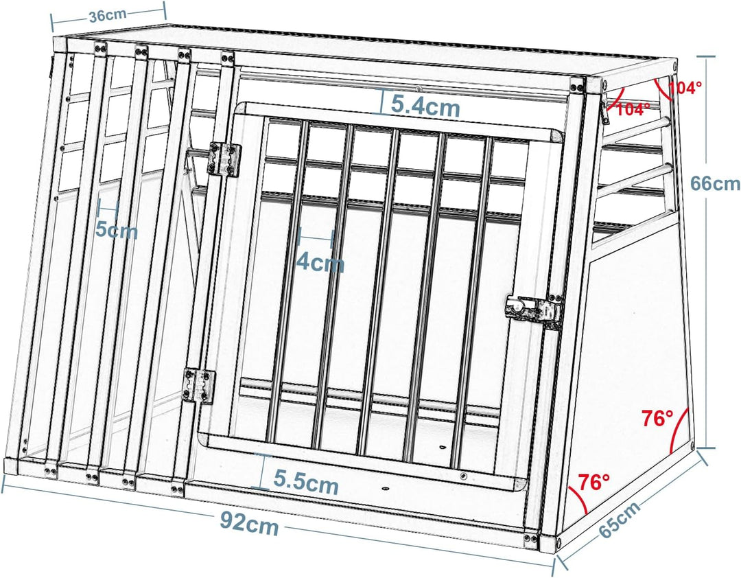 EUGAD Hundetransportbox Alubox Reisebox Autobox für mittlere Hunde Border Collie und Australian Shep