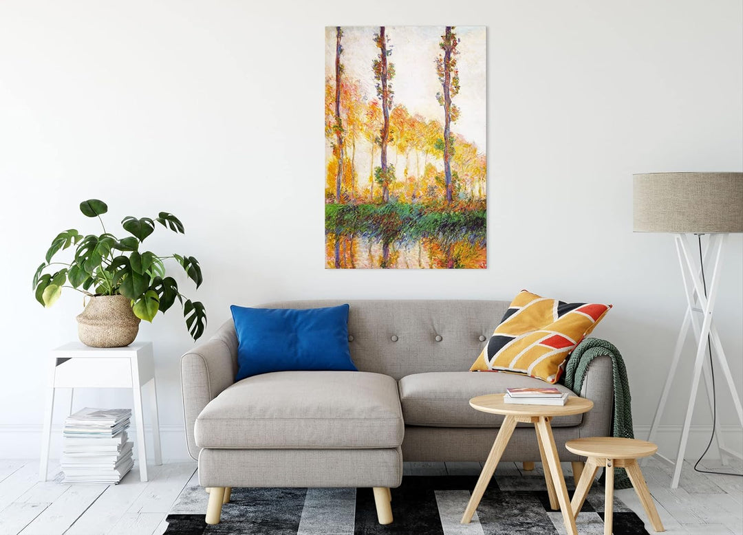 Claude Monet - Pappeln im Herbst als Leinwandbild / Grösse: 100x70 cm / Wandbild / Kunstdruck / fert
