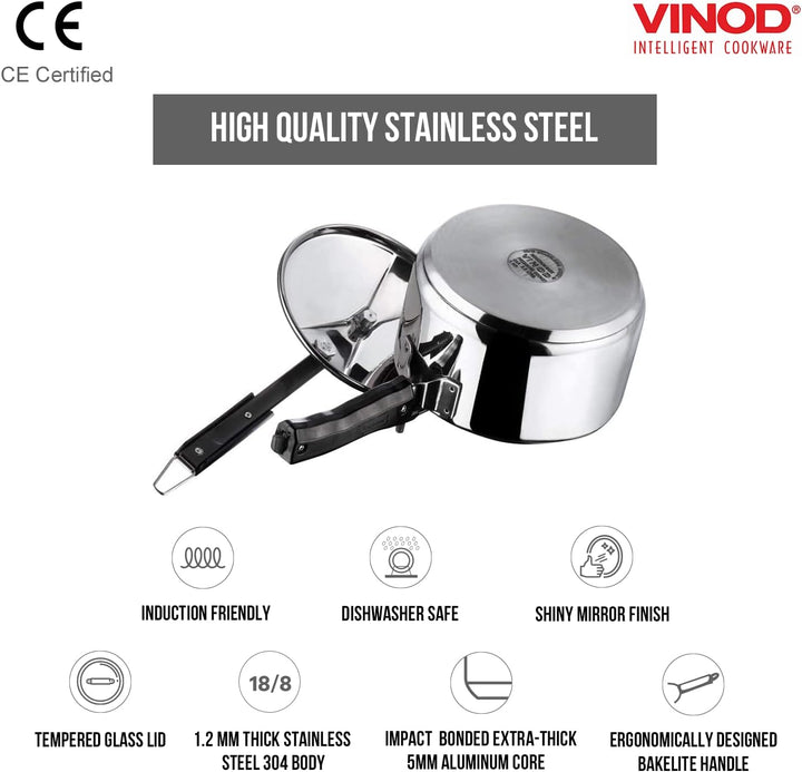 Vinod Pressure Cooker 3 Liter Edelstahl Schnellkochtopf, induktionsgeeignet hochwertiger Dampftopf z