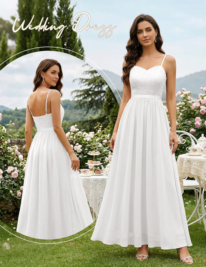 DRESSTELLS Abendkleider Elegant für Hochzeit Festlich Ballkleid Damen Lang Brautkleid Standesamt Bra