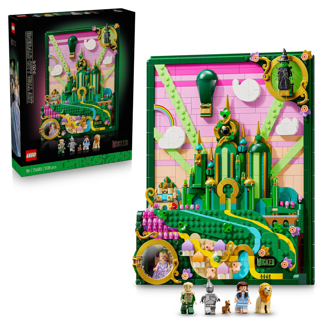 LEGO Wicked Emerald City Wandkunst - 3D Bauset für Erwachsene - Ausstellungsmodell mit 6 Minifiguren