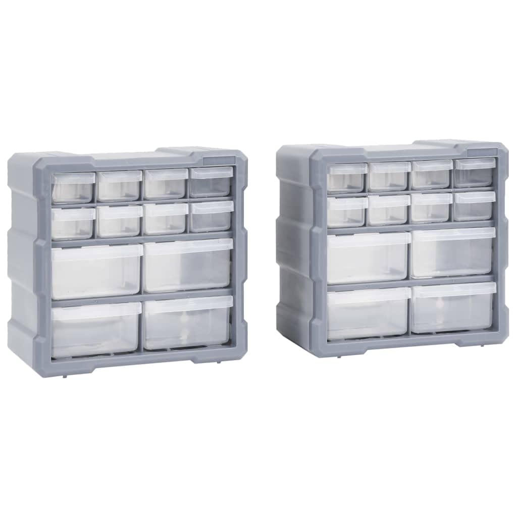 Myheimly Multi-Schubladen-Organizer 2 Stk. 12 Schubladen 26,5x16x26 cm Grau 12 Schubladen, Grau 12 S