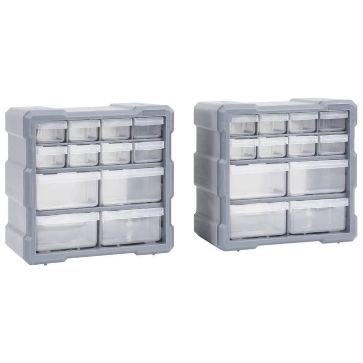 Myheimly Multi-Schubladen-Organizer 2 Stk. 12 Schubladen 26,5x16x26 cm Grau 12 Schubladen, Grau 12 S