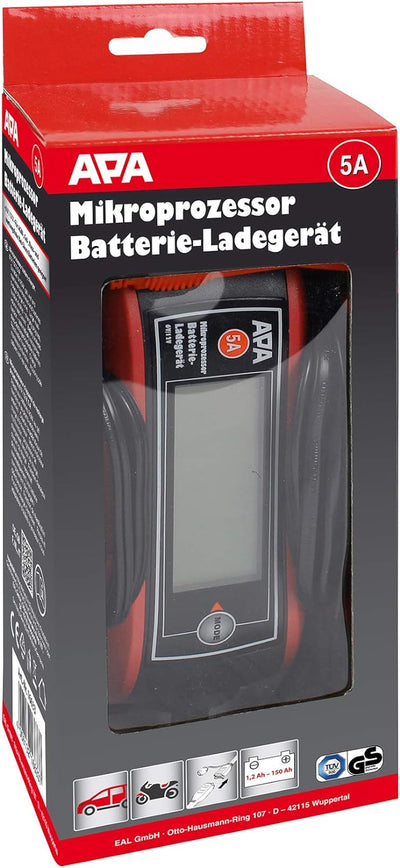 APA 16633 Mikroprozessor Batterie-Ladegerät, 9-stufig, Kabelaufroller, Ladeerhaltungsfunktion, 6/12