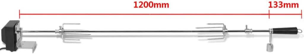 vidaXL Grillspiess Motor Stahl 1200 mm Universal Rotisserie Drehspiess BBQ Grill, 1200 mm