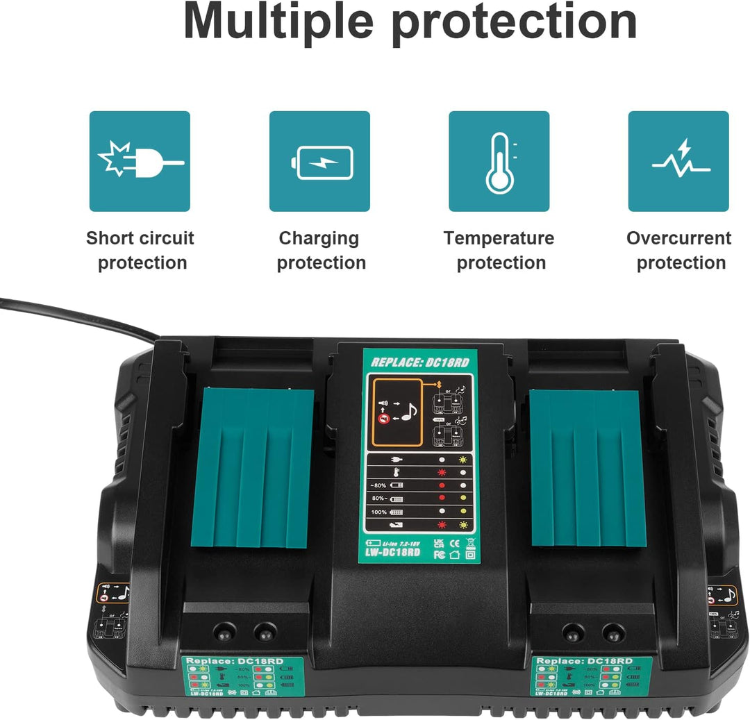 4A 14,4V~18V Dual Port Ersatz Ladegerät für Makita ASUNCELL DC18RD Li-ion Akku Schnellladegerät dopp