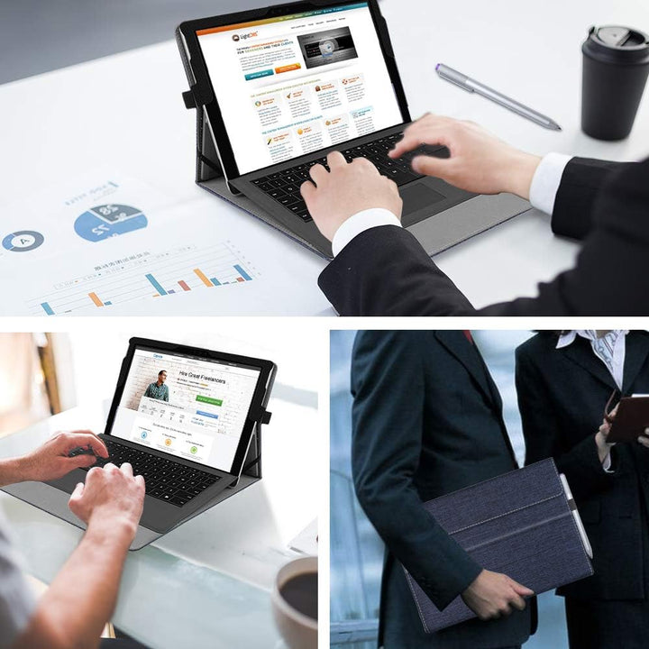FINTIE Hülle für Microsoft Surface Pro 7+/ 7/6/ 5/4/ 3 Tablet 12.3 Zoll - Multi-Sichtwinkel Hochwert
