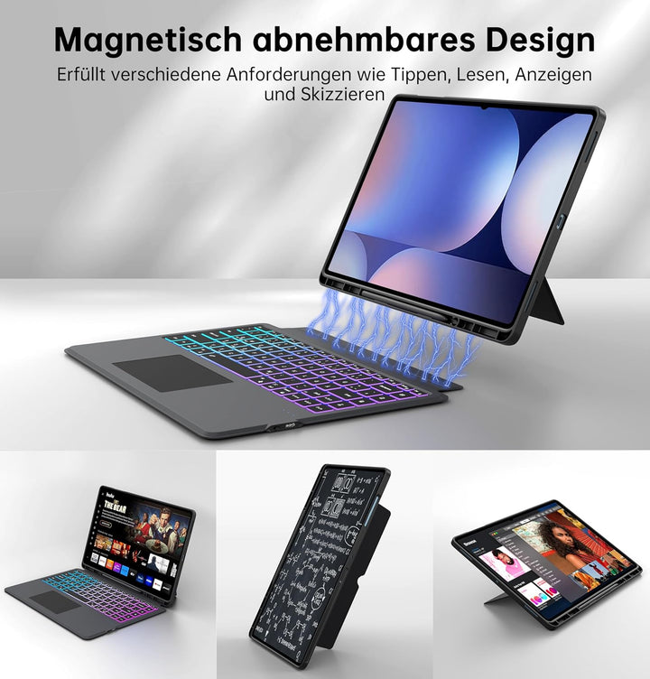 für Samsung Galaxy Tab S11 Ultra 2025/S10 Ultra/S9 Ultra/S8 Ultra 14.6 Zoll Hülle mit Tastatur: Deut