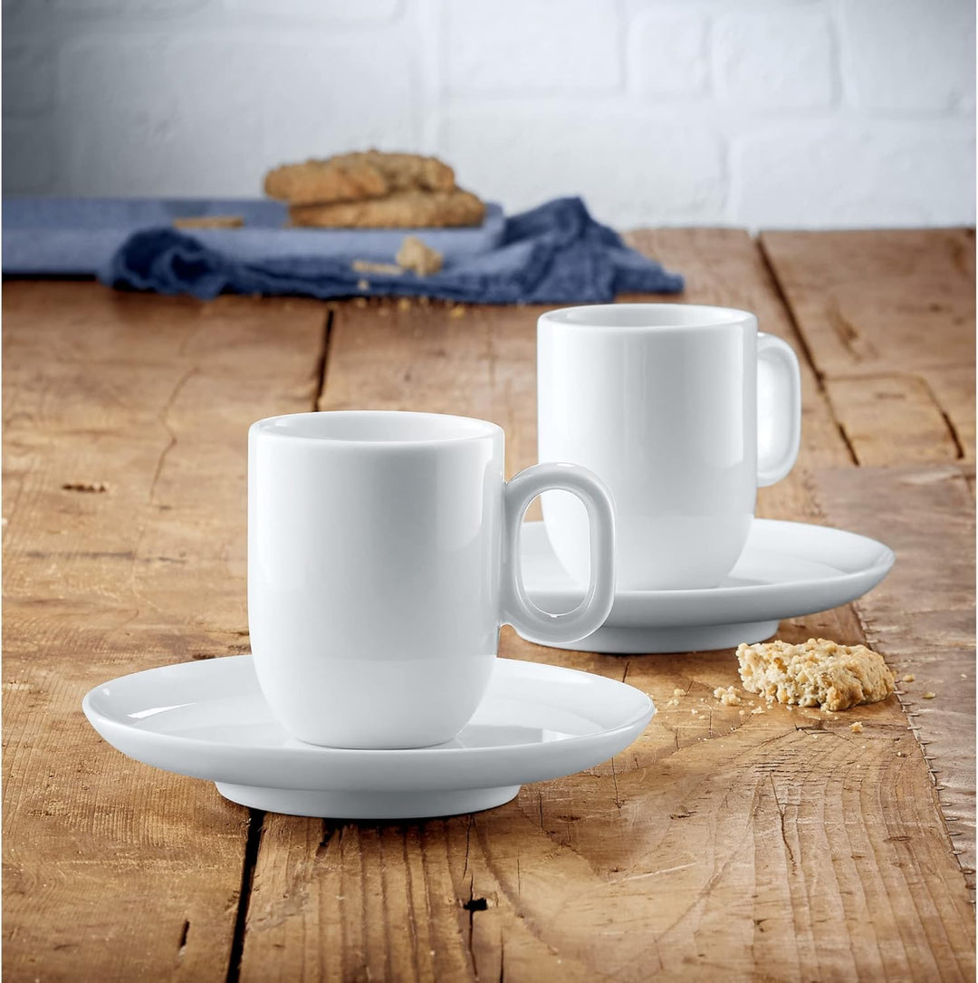 WMF Barista Tassen Set 4-teilig, 2 Kaffeetassen 60 ml mit 2 Untertassen für Espresso, Porzellan, Kaf