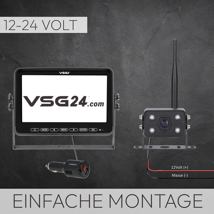 VSG24 Element Wired PRO HD Rückfahrkamera Set kabellos – 10" Vollglas Monitor, IP68 Funkkamera, 25 m