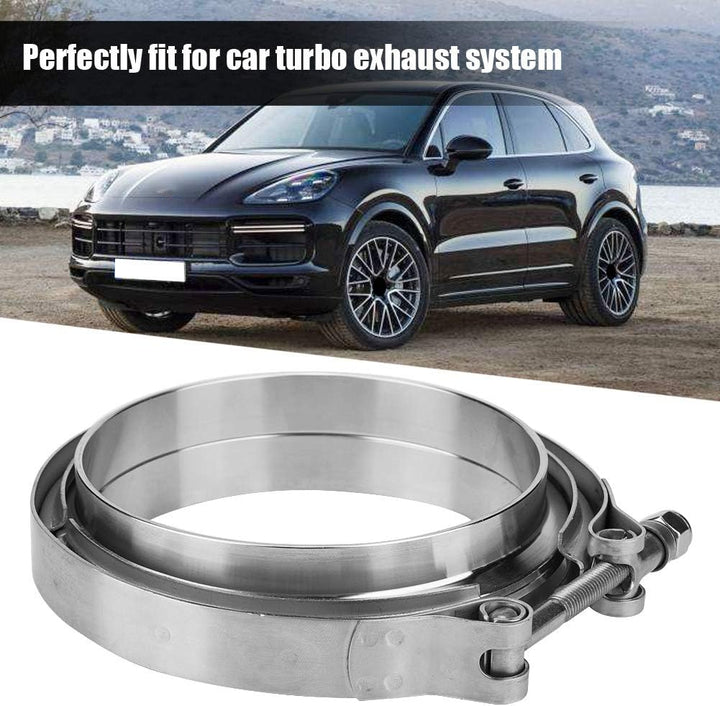 Bügelschelle Rohrschelle Flansch Turbo Auspuffschelle, Universal Auto 5"Edelstahl-Turbo Auspuff V Ba