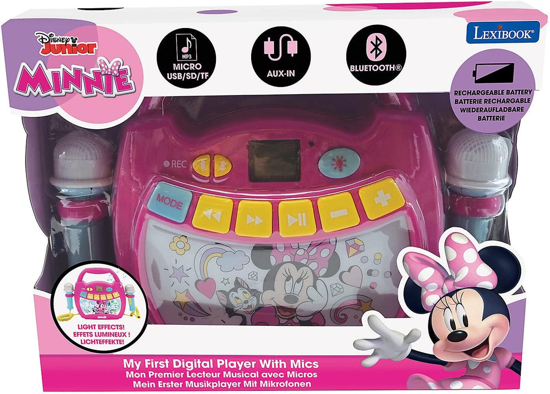 Lexibook, Disney Minnie, Tragbarer Karaoke-Digitalplayer für Kinder, Mikrofone, Lichteffekte, Blueto
