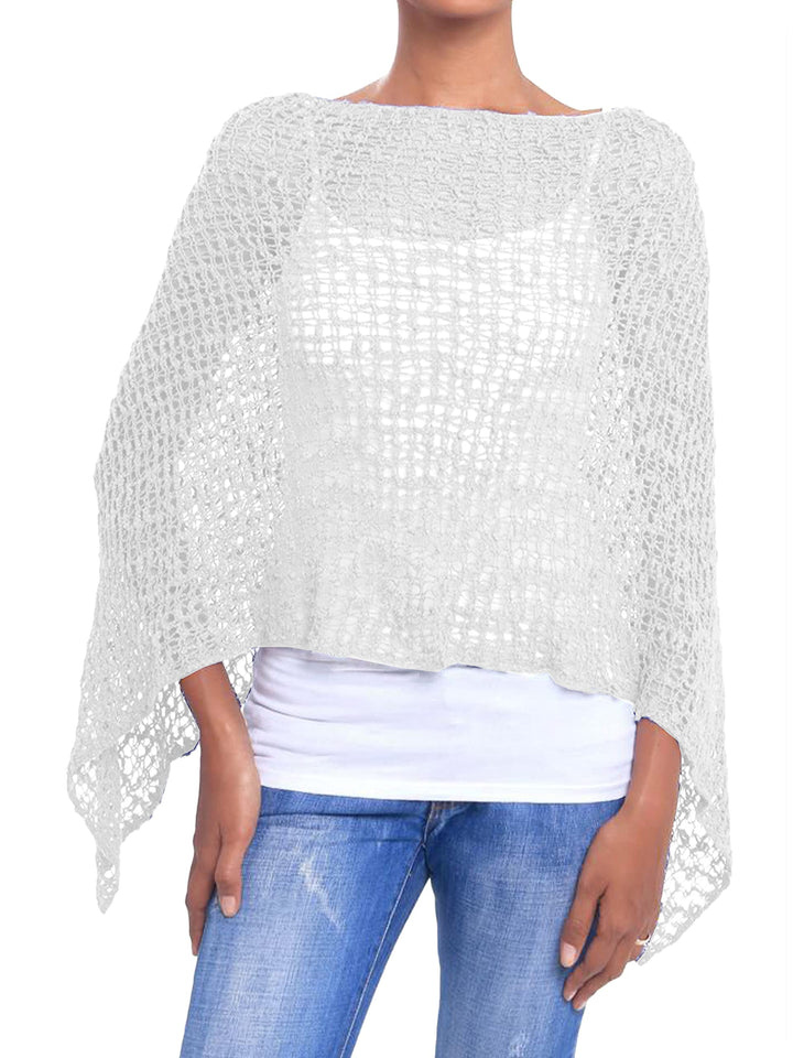 JOPHY & CO. Damen-Poncho aus Netzstoff, Strickoptik, schulterfrei, für Sommer und Frühling, leicht u