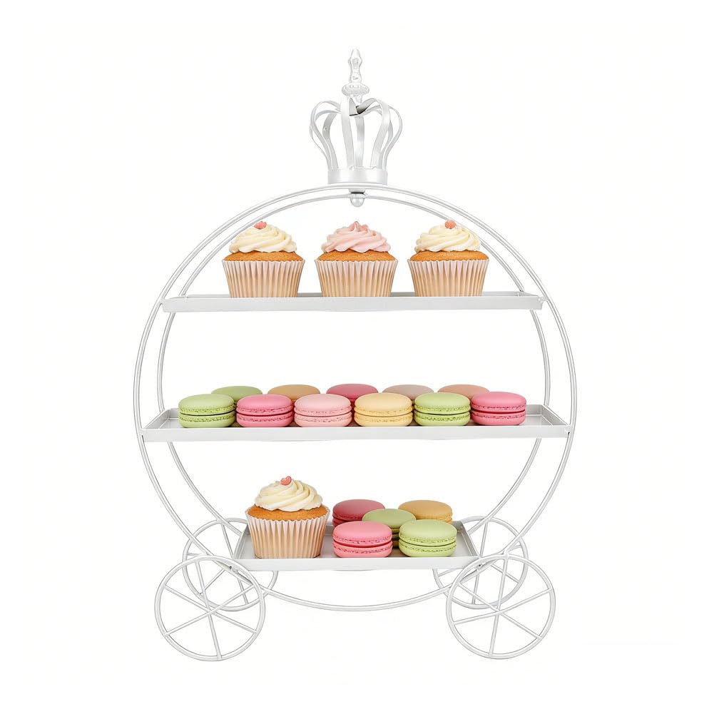 Cupcake-Ständer mit 3 Etagen, Eiserne Tabletts für Cupcakes, Donuts, Früchte, Gebäck, Dessert-Teller