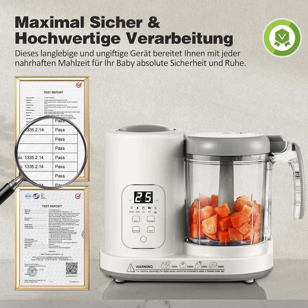 TopStrong Babynahrungszubereiter, Baby Food Maker Dampfgarer mit Dämpfen, Mixen, Auftauen & Erwärmen