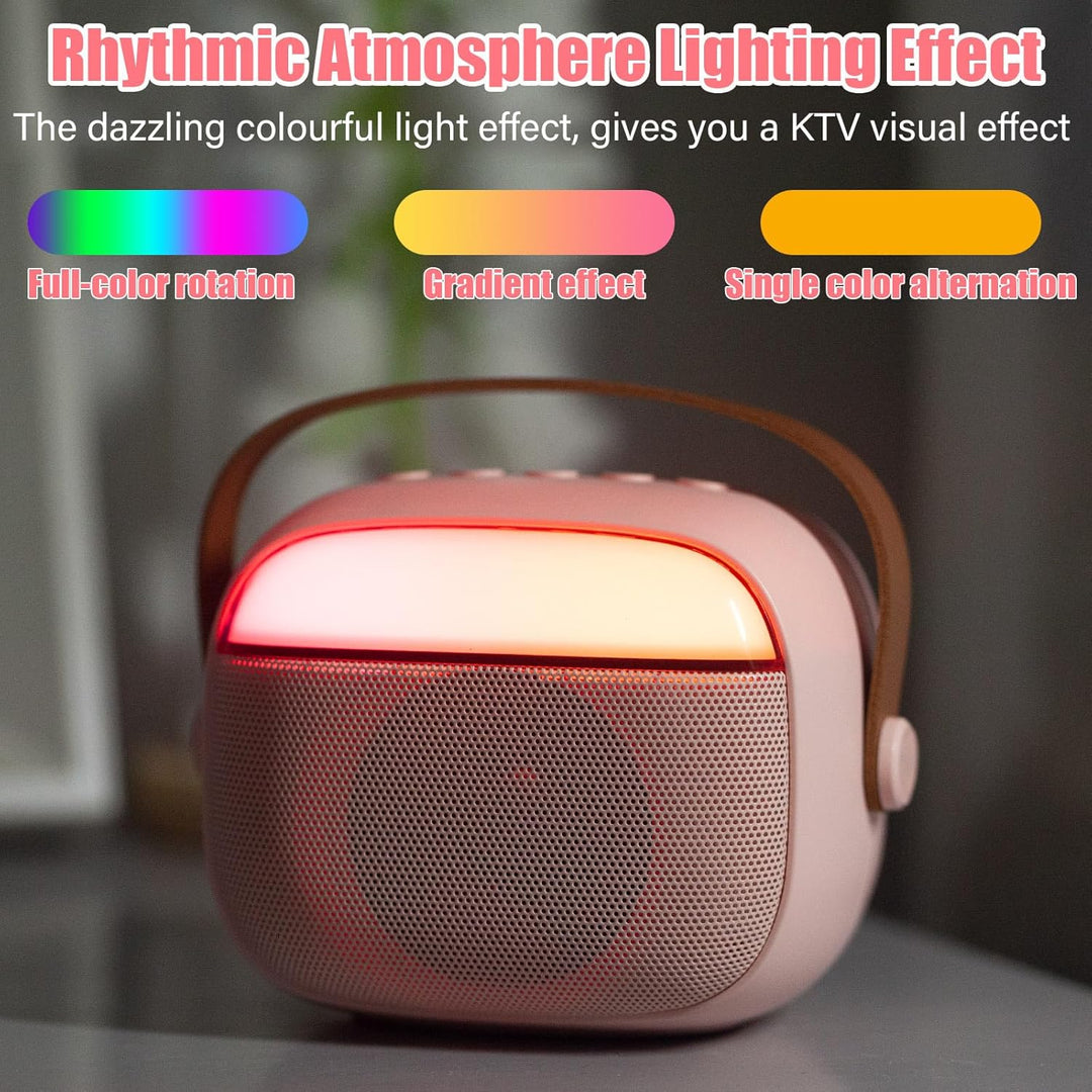 Karaoke Maschine Kinder mit 2 Drahtlosen Mikrofonen, Tragbares Bluetooth KTV Anlage, Lautsprecher mi