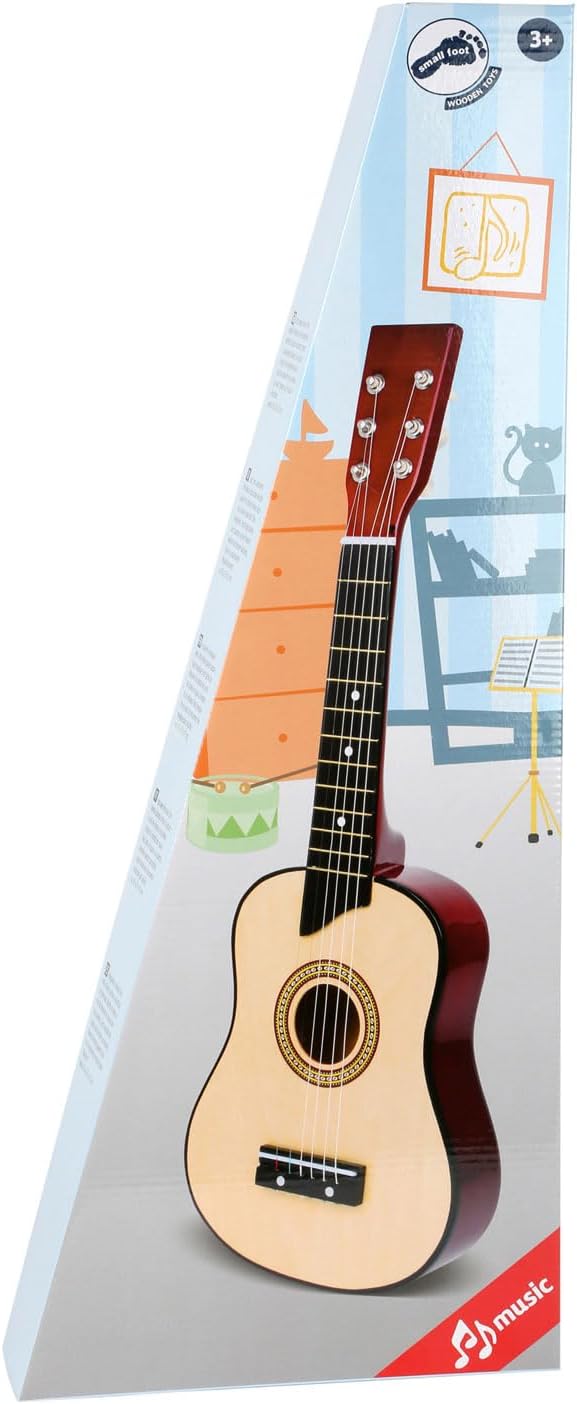 small foot Gitarre "Natur" aus Holz, mit sechs Nylonsaiten und Plektron, geeignet für Kinder ab 3 Ja