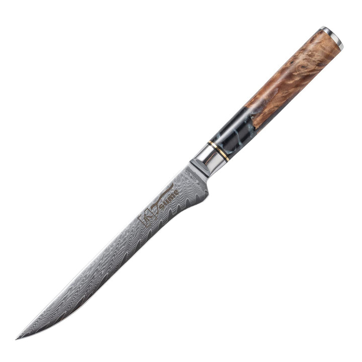 Tsume Filetiermesser Onyx, Klingenlänge 15cm, Echtes Damast Küchenmesser, 67 Schichten VG10 Edelstah