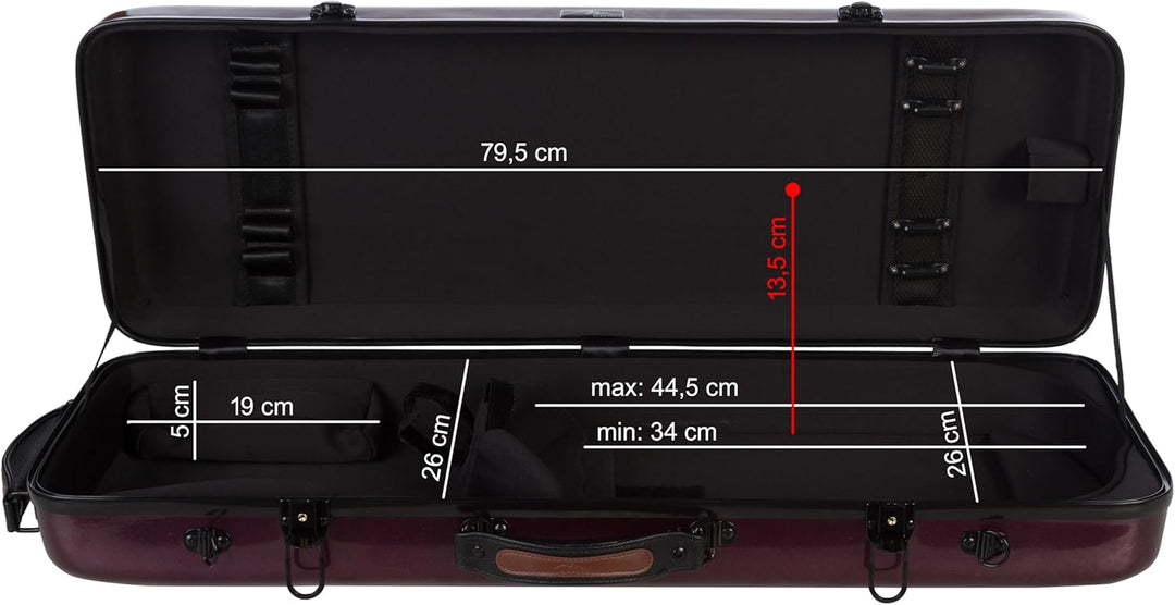 Bratschenkoffer Glasfaser Oblong 38-43 weinrot-shiny M-Case + Notentasche