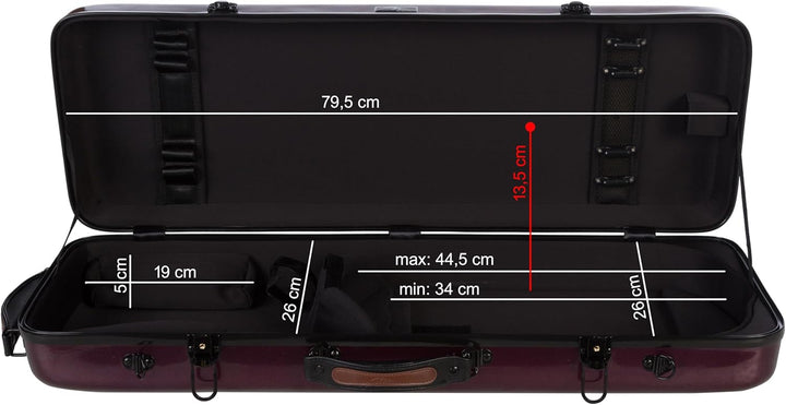 Bratschenkoffer Glasfaser Oblong 38-43 weinrot-shiny M-Case + Notentasche