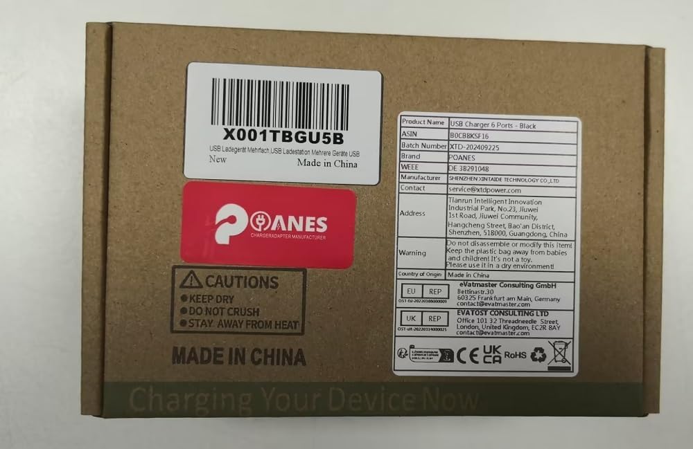 USB Ladegerät Mehrfach,USB Ladestation Mehrere Geräte Netzteil 6 Port für iPhone,Samsung Galaxy,LG,H