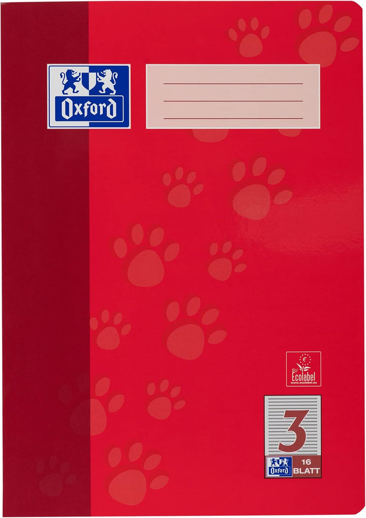 Oxford Schulheft A4, 16 Blatt, Lineatur 3, liniert, 15 Stück Single, Single