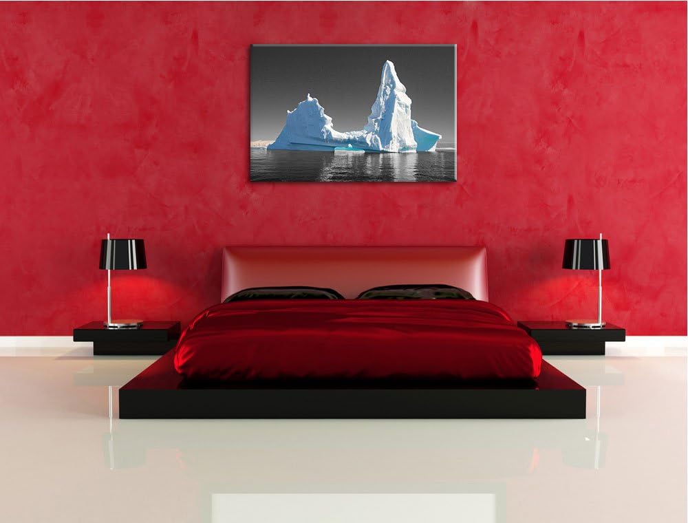 eindrucksvoller Eisberg schwarz/weiss Format: 100x70 auf Leinwand, XXL riesige Bilder fertig gerahmt