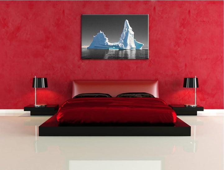 eindrucksvoller Eisberg schwarz/weiss Format: 100x70 auf Leinwand, XXL riesige Bilder fertig gerahmt