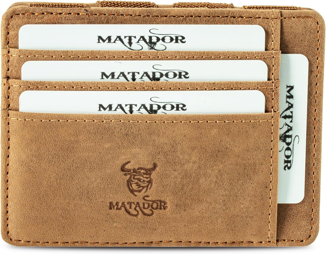 MATADOR Magic Slim Wallet Herren Leder Kreditkartenetui mit Münzfach | Karten Geldbeutel Geldtasche