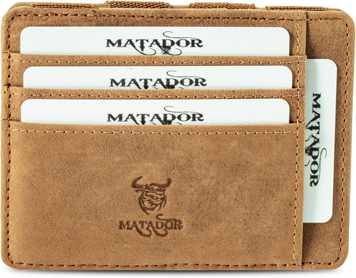 MATADOR Magic Slim Wallet Herren Leder Kreditkartenetui mit Münzfach | Karten Geldbeutel Geldtasche