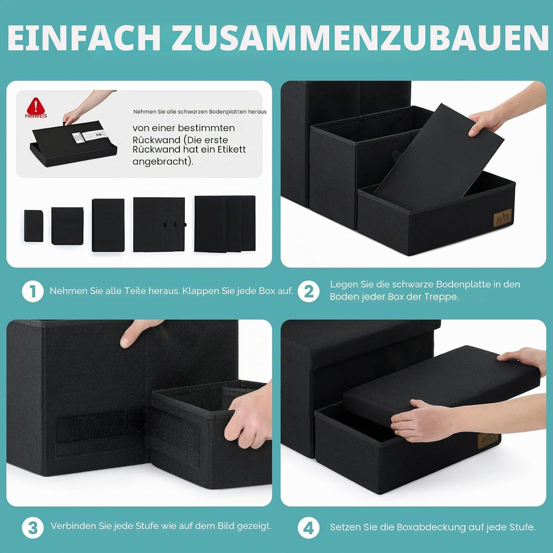 COZY KISS Hundetreppe für Kleine Hunde mit Stauraum, Breite Haustiertreppe Faltbare für Bett und Cou