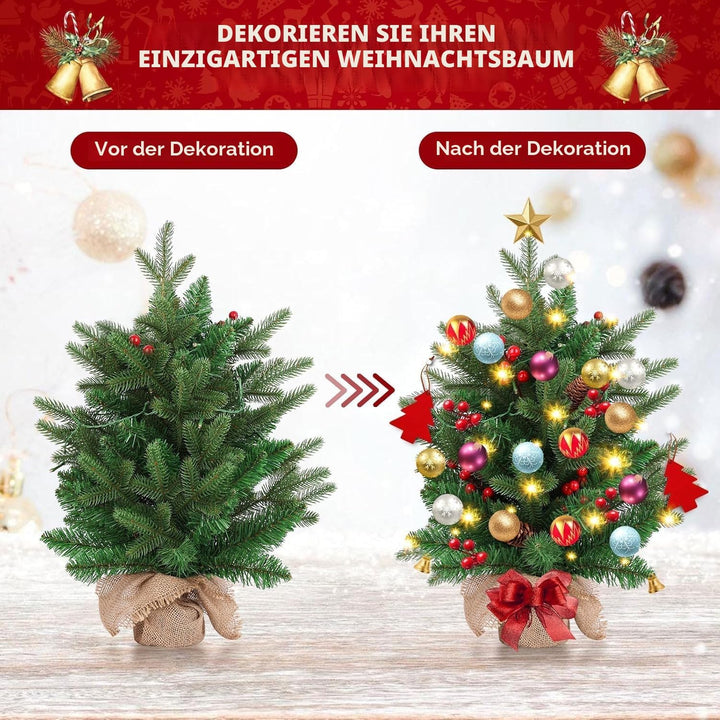 Weihnachtsbaum,50 cm künstlicher Weihnachtsbaum,Weihnachtsbaum mit Beleuchtung mit 2 m LED-Lichtern,