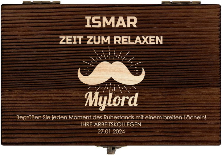 Maverton Whisky Steine Set - in Holzbox - personalisiert - 6 Eiswürfel + Zange + Velourbeutel - Kühl