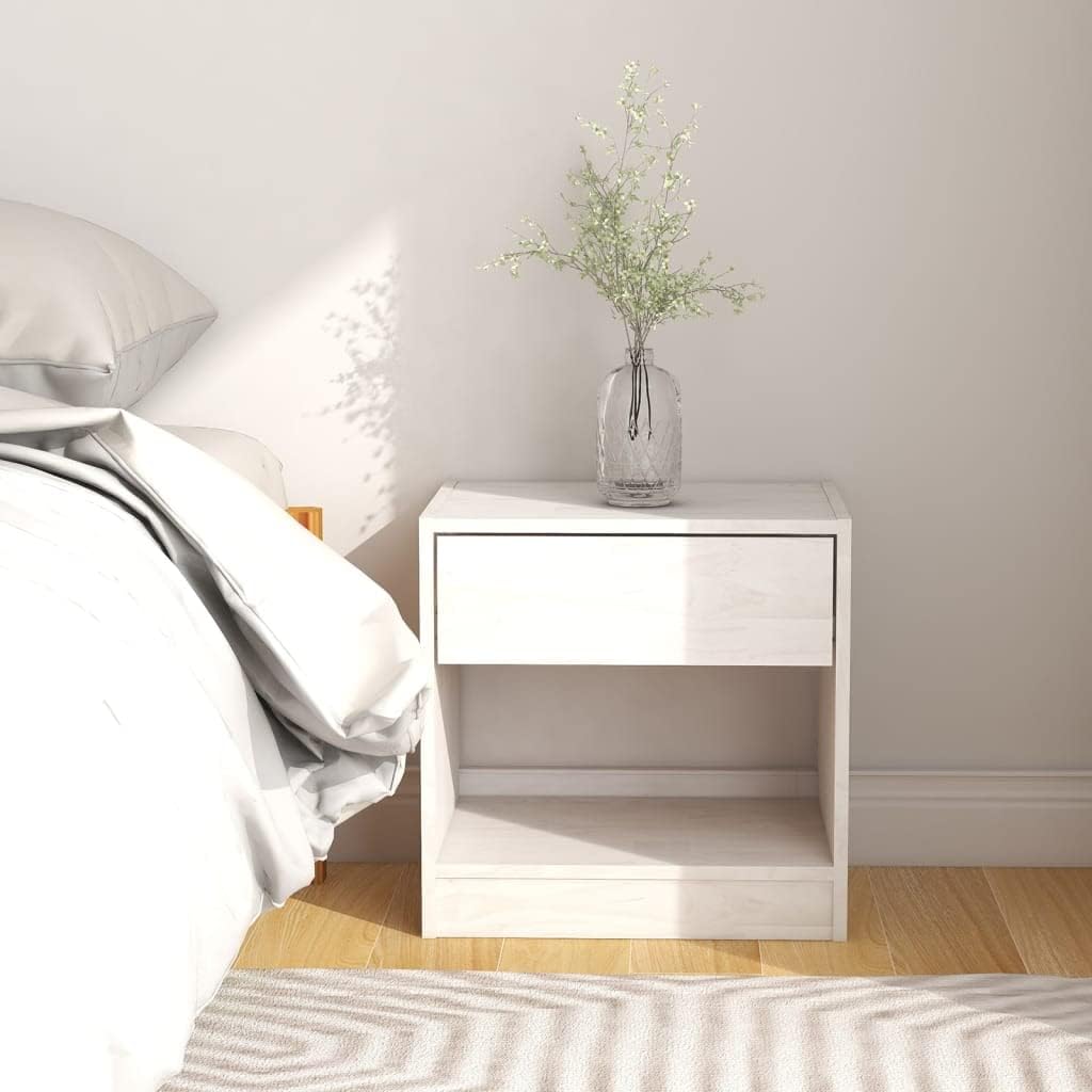 homiuse 40x31x40 cm Nachttische Weiss NachtkäStchen Night Stand Schubladen Schubladenbox Holz Bedsid