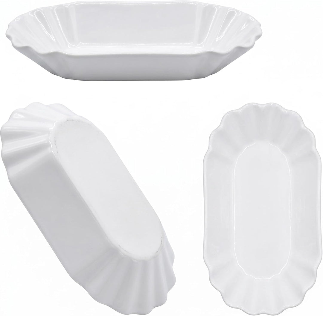 Spetebo Pommesschale in weiss aus Porzellan wiederverwendbar - 6er Set - Keramik Currywurstschale sp