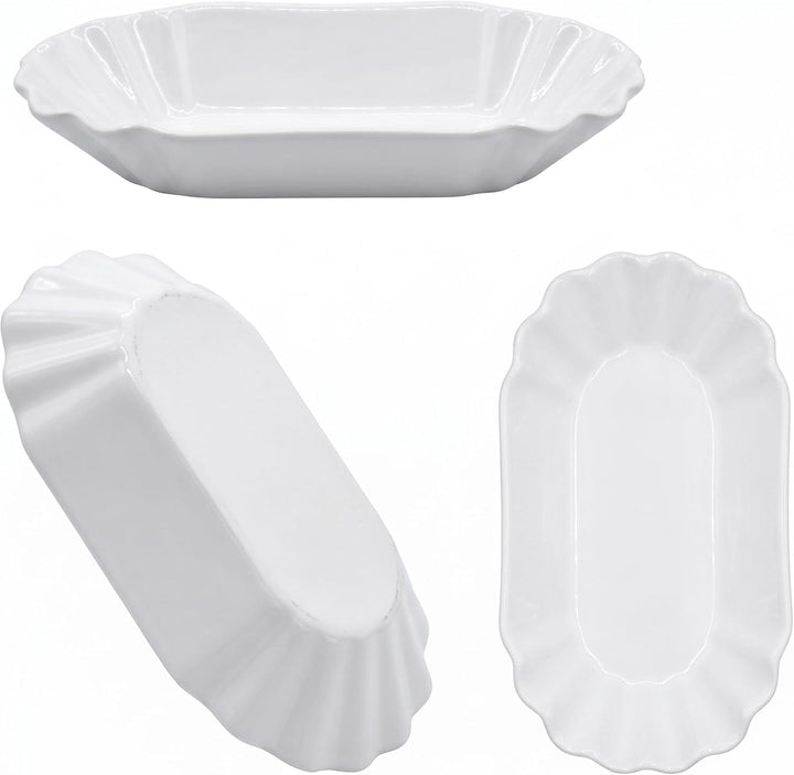 Spetebo Pommesschale in weiss aus Porzellan wiederverwendbar - 6er Set - Keramik Currywurstschale sp
